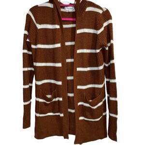 Moondance Knit Striped Hooded Long Cardigan Size M